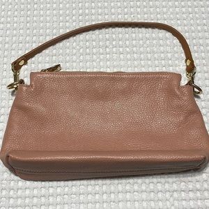 Valentina Italian Pebbled Leather Purse Peachy Tan